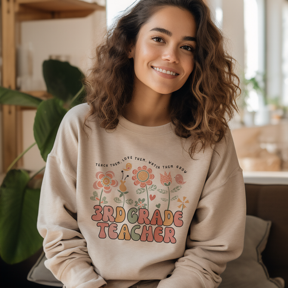 3rd Grade Teacher Floral Sweatshirt