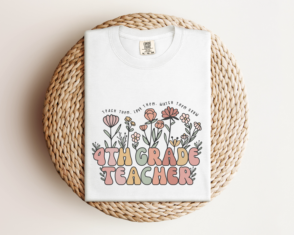 4th Grade Teacher Floral Tee