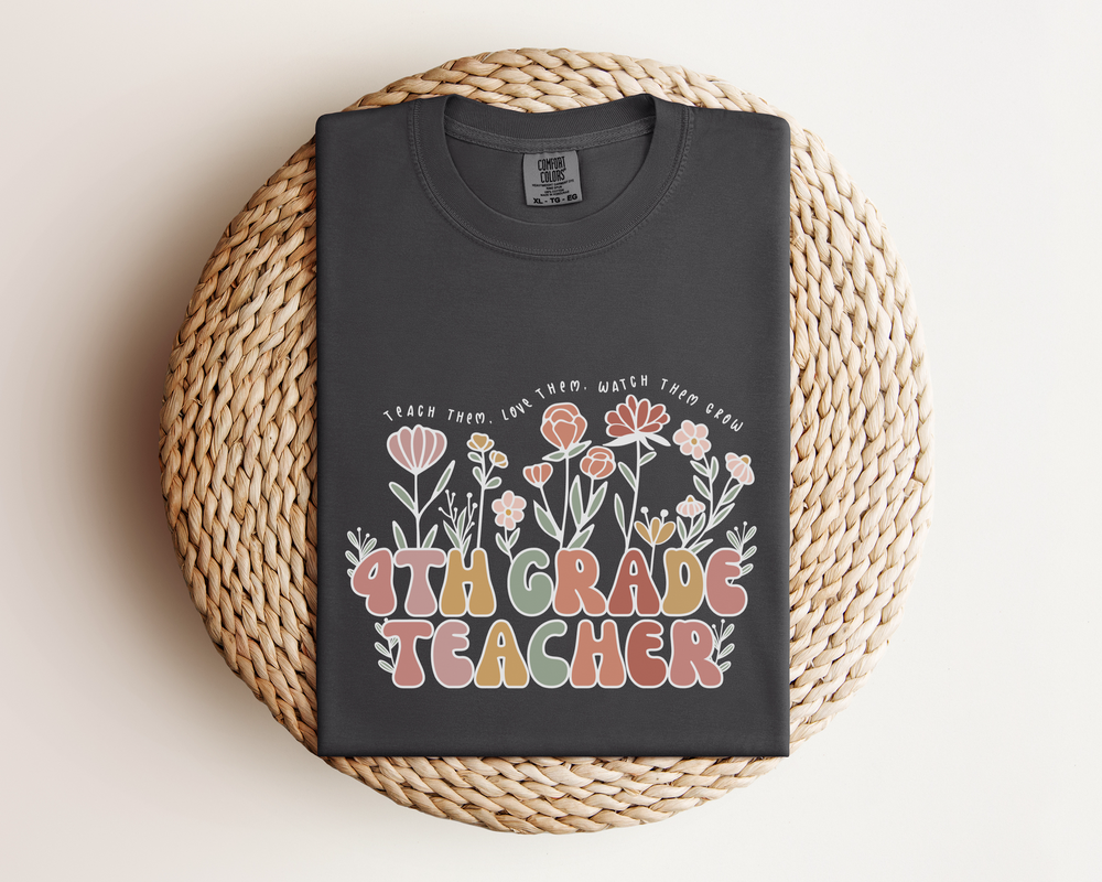 4th Grade Teacher Floral Tee