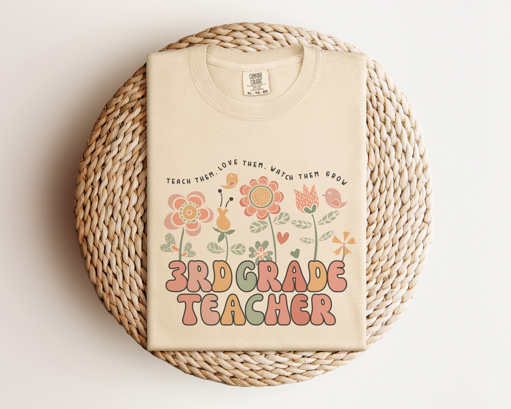 3rd Grade Teacher Floral Tee
