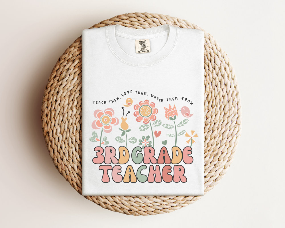 3rd Grade Teacher Floral Tee