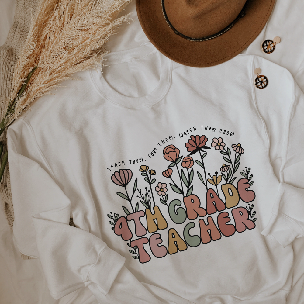 4th Grade Teacher Floral Sweatshirt